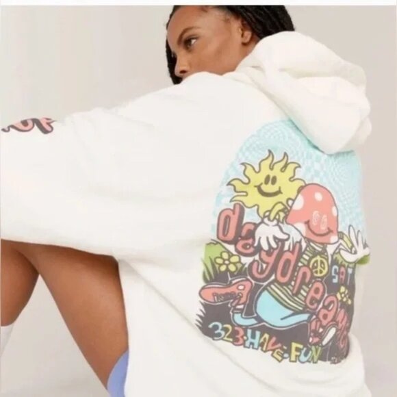 NEW | Daydreamer X Free People Oversized Hoodie Flyer Mushroom 70s Retro - Picture 2 of 11